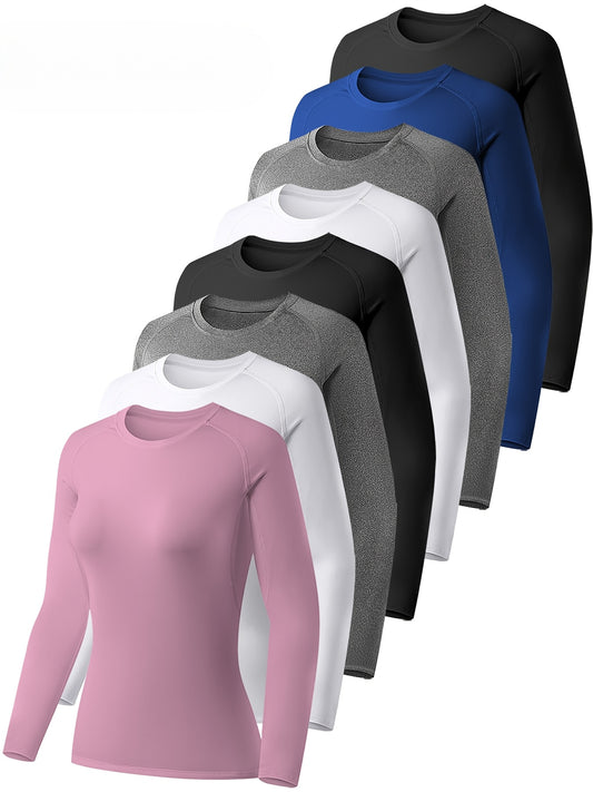 KINGLAMAN Women's Performance Compression Long Sleeve Tops