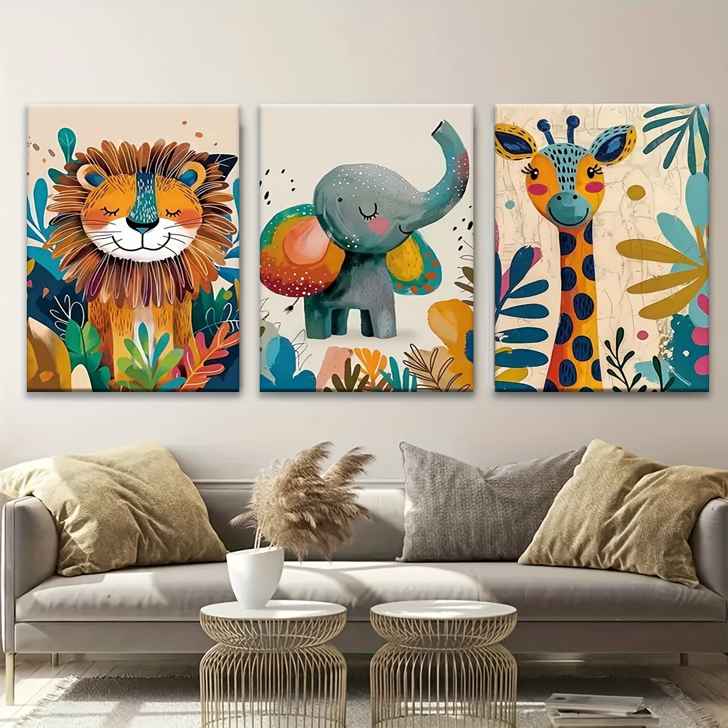 Wooden Framed Animal Wall Art Set for Stylish Home Decor