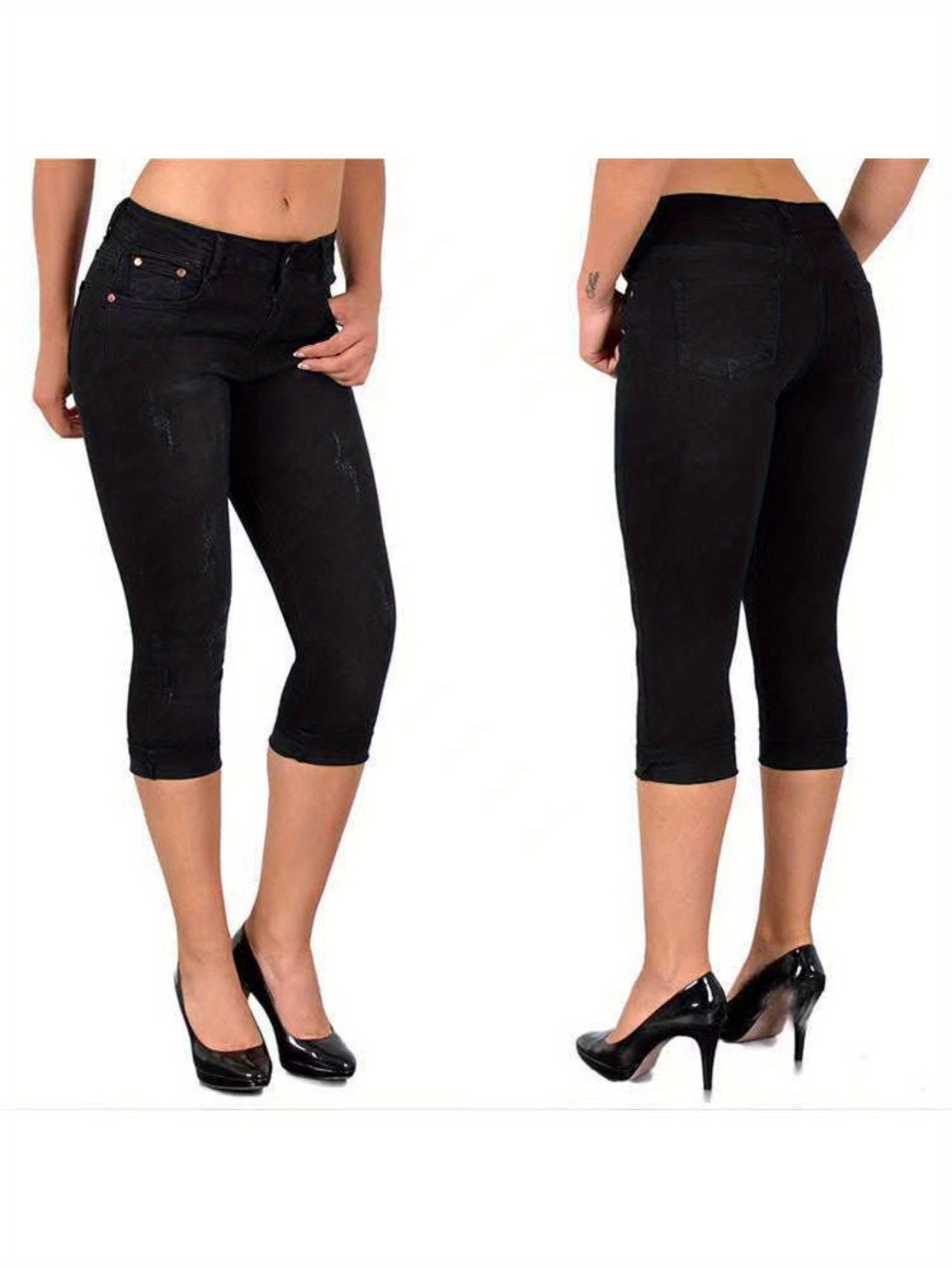 Women's Stretch Skinny Capri Jeans for Casual Summer Style