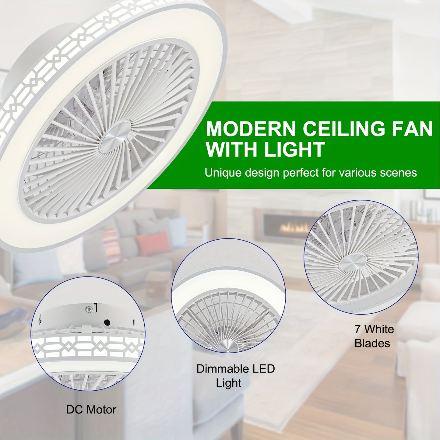 Modern LED Ceiling Fan with Adjustable Light and Reversible Airflow