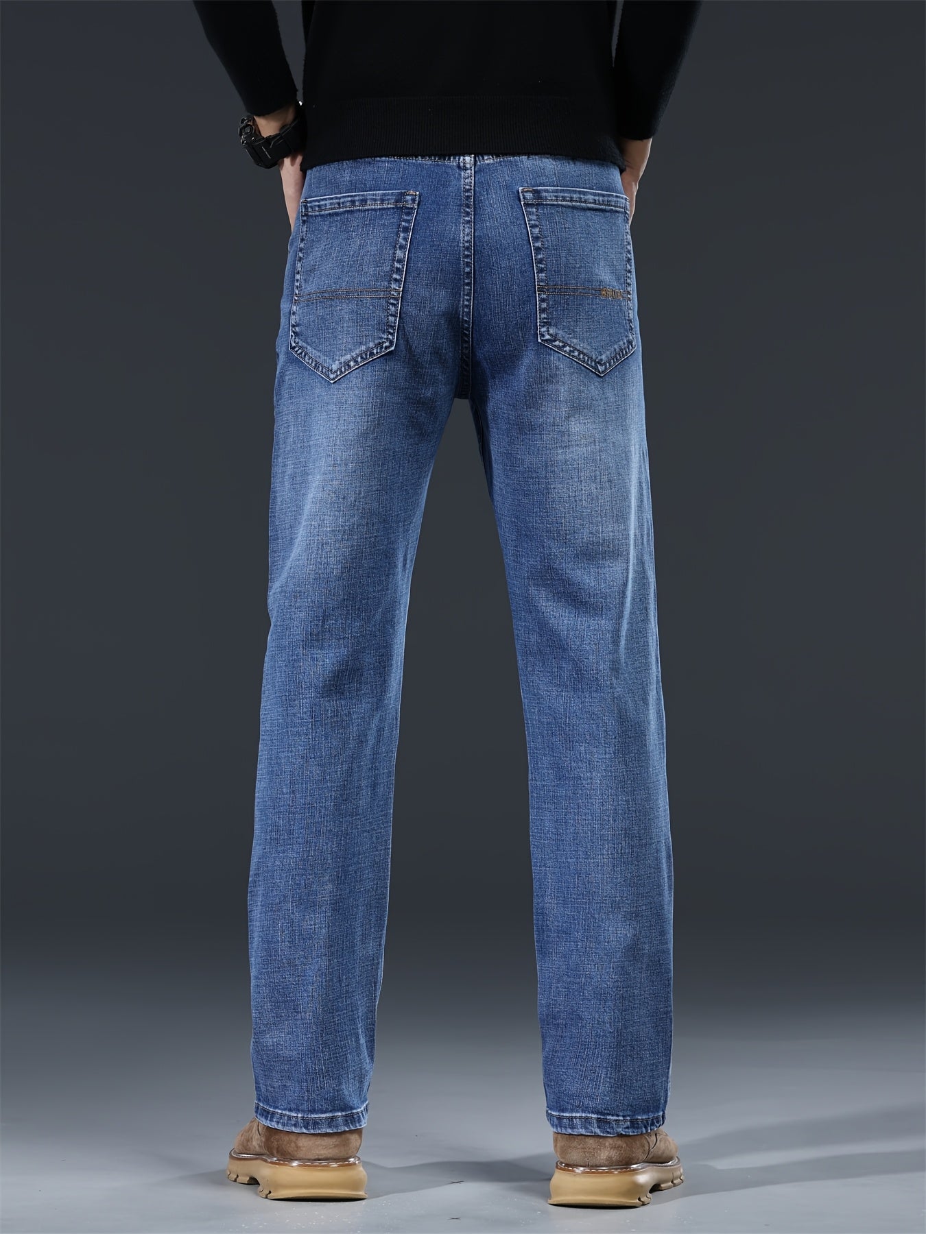 Men's Loose Fit Jeans Washed Denim Casual Straight Pants