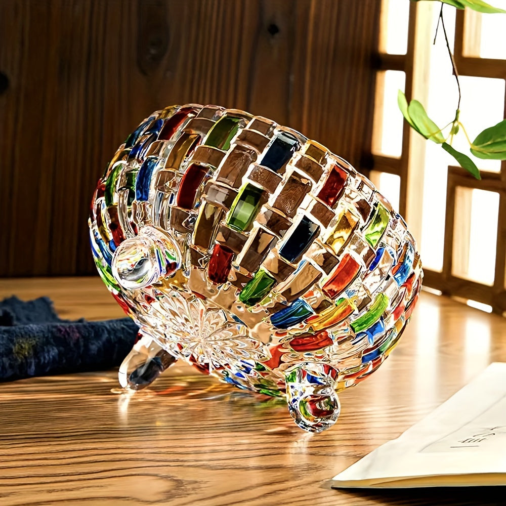 Painted Crystal Candy Jar with Lid for Elegant Storage