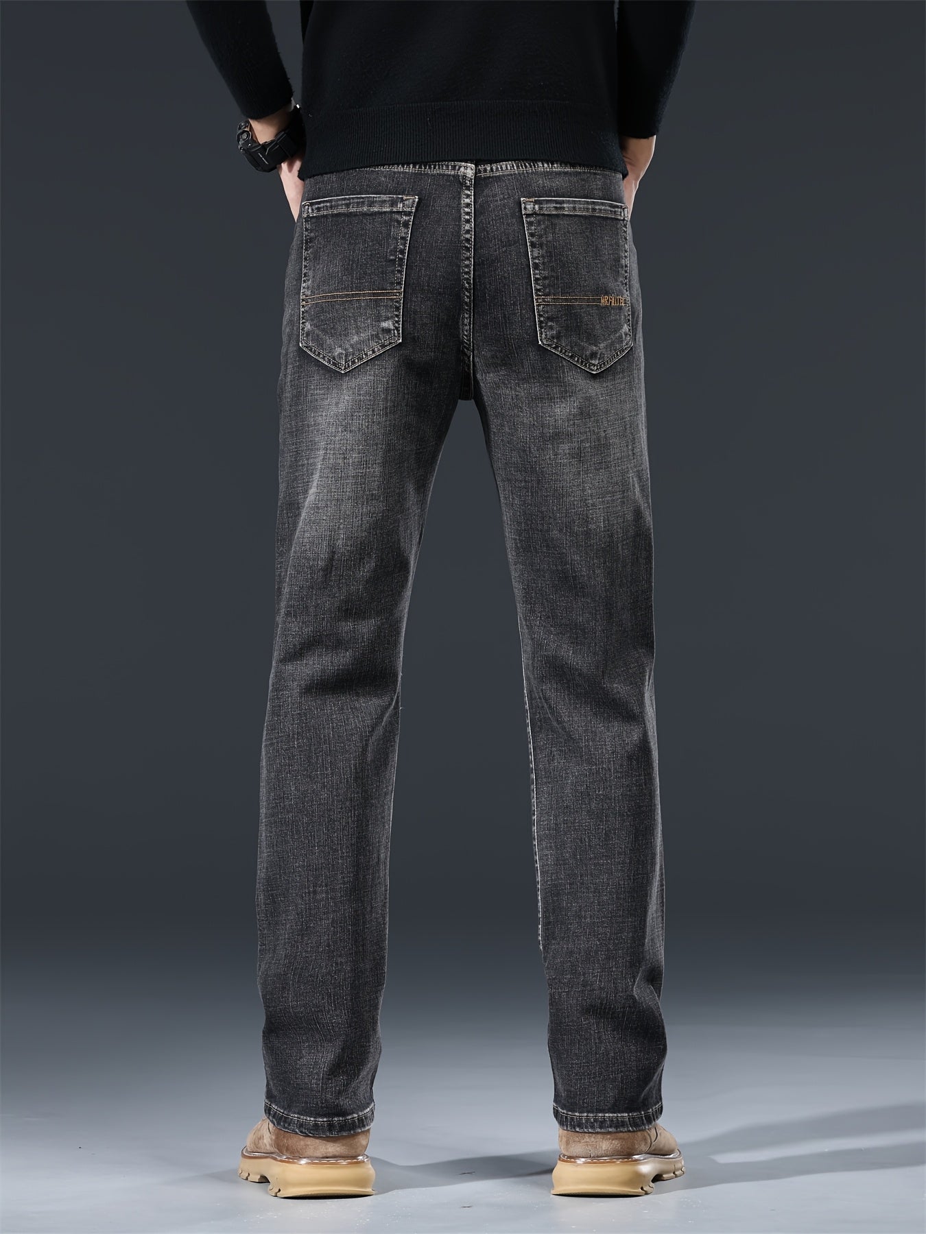 Men's Loose Fit Jeans Washed Denim Casual Straight Pants