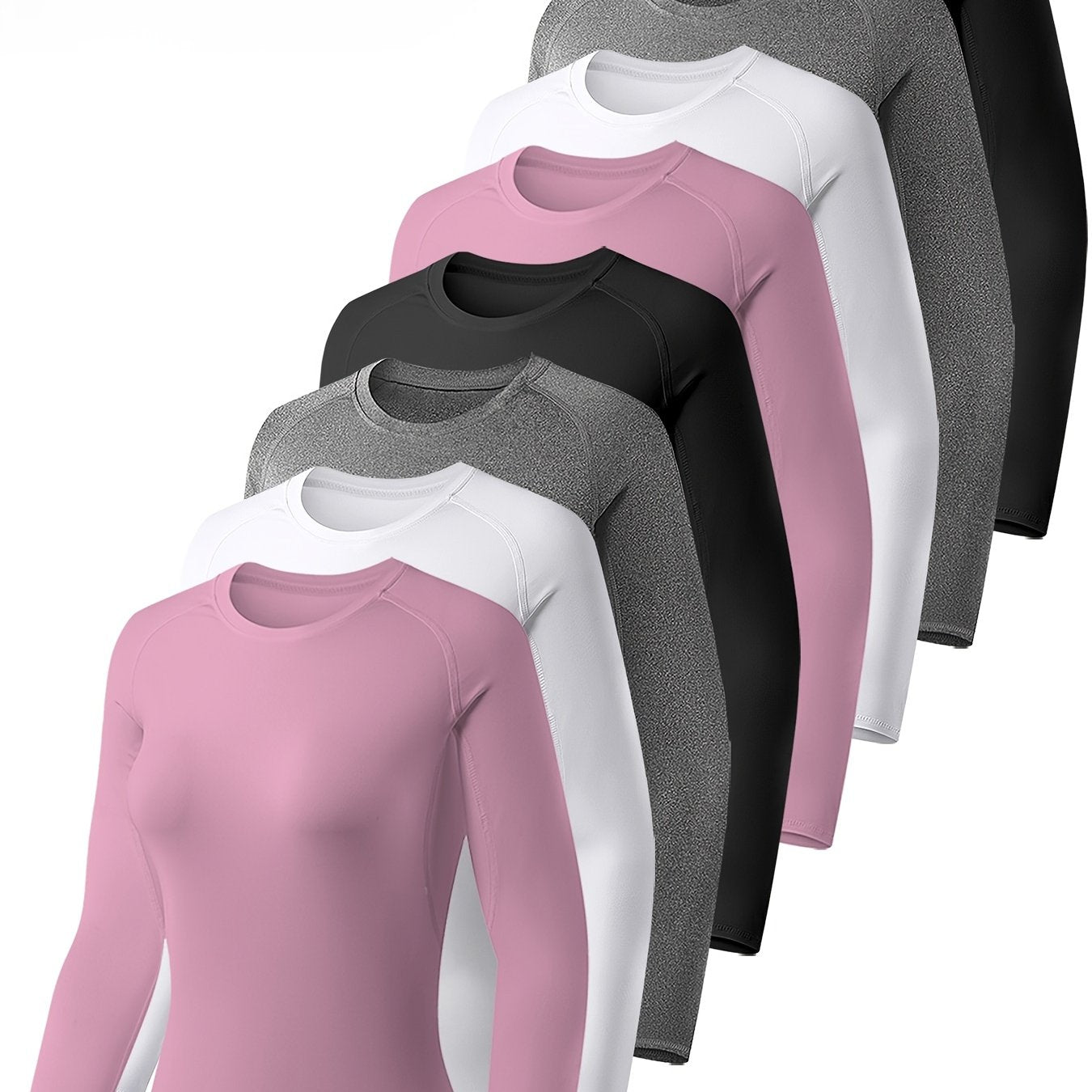 KINGLAMAN Women's Performance Compression Long Sleeve Tops