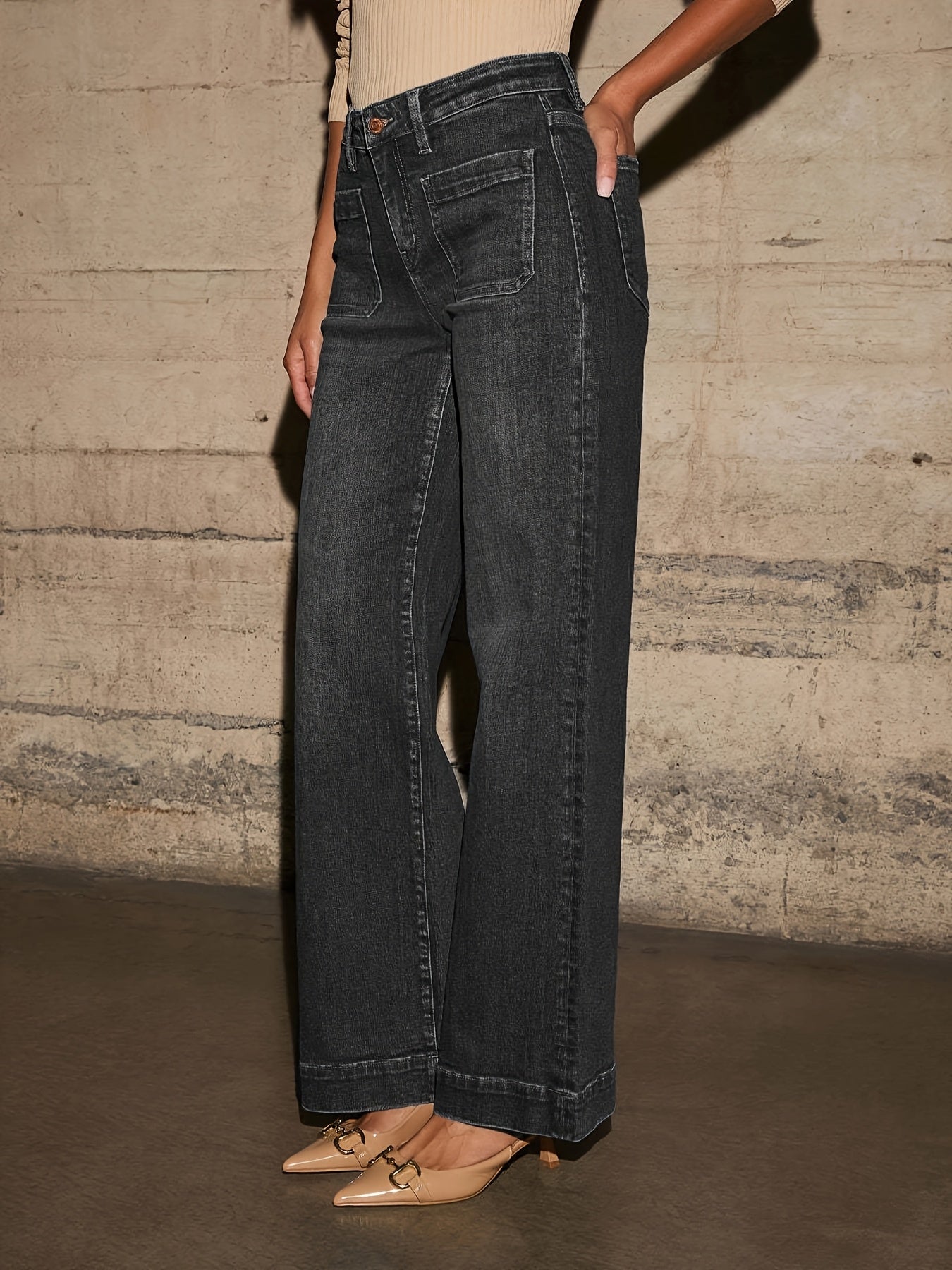 KYGABAK Womens High Waisted Straight Leg Denim Jeans