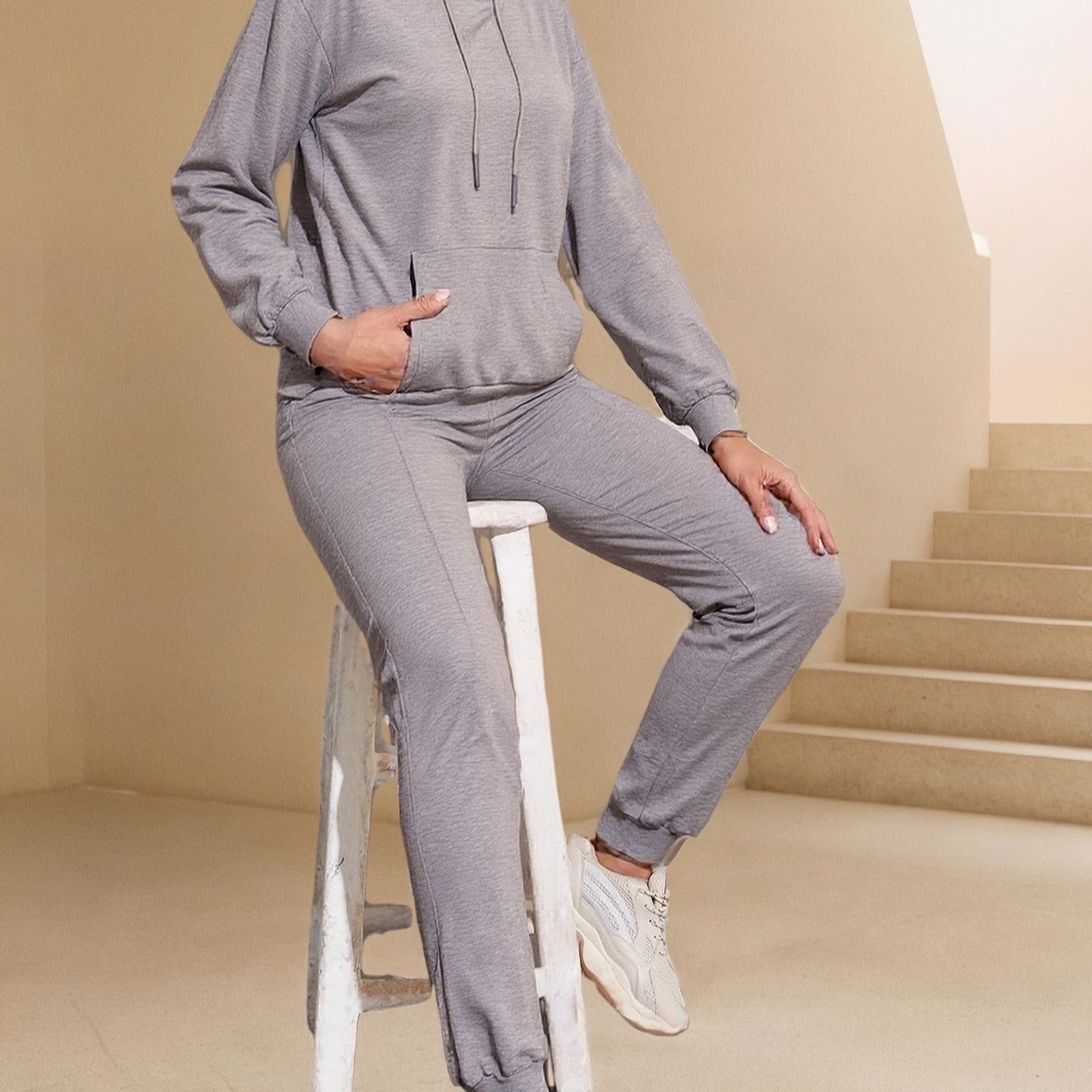 Women's Hoodie Set With Lantern Pants Casual Chic Outfit