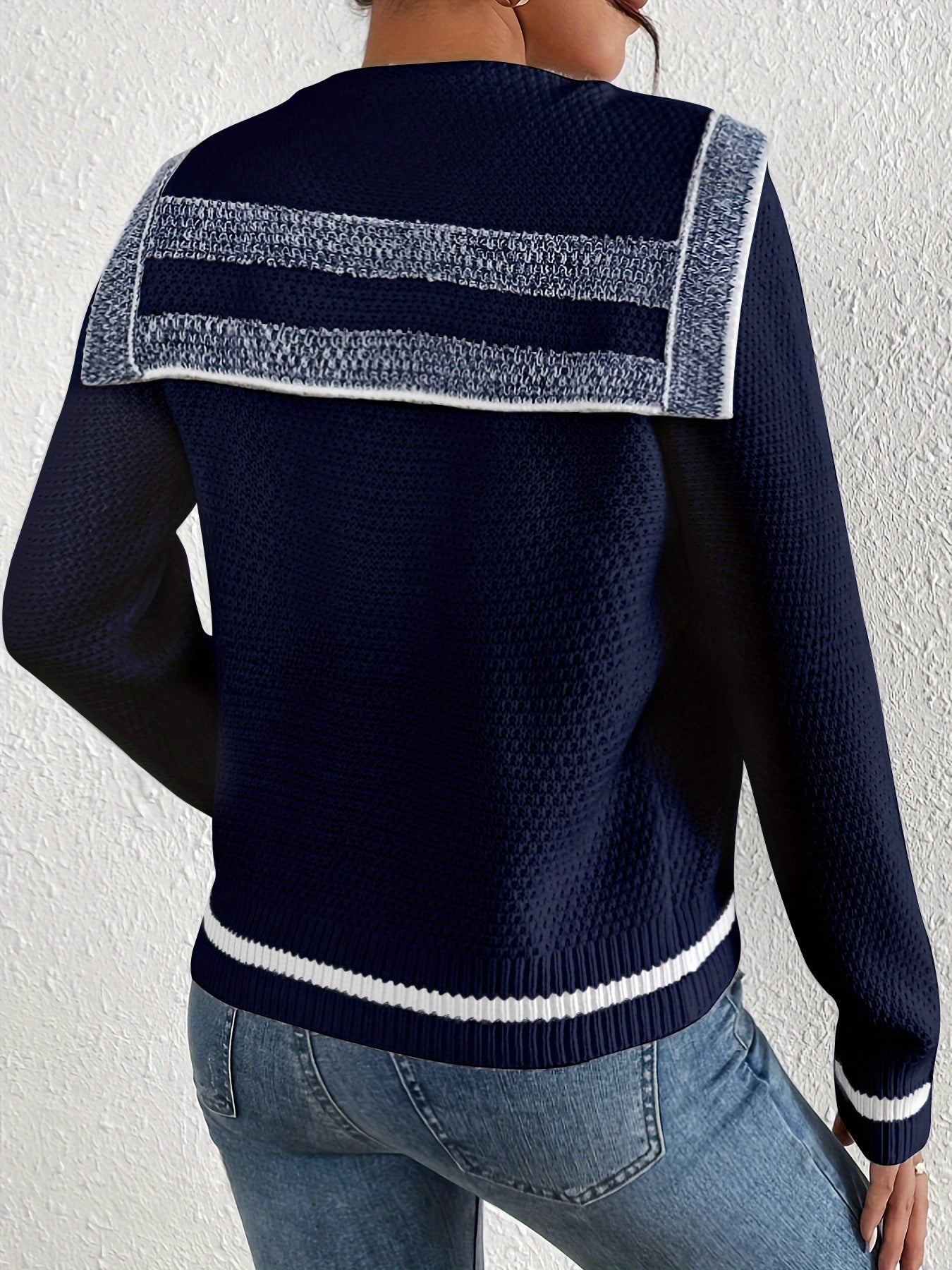 Womens Elegant Color Block Button Front Cardigan for Casual Wear