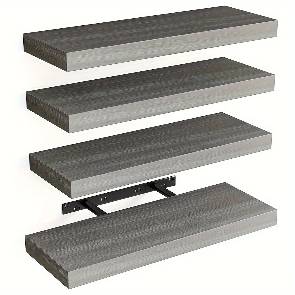 Rustic Floating Wall Shelves with Invisible Brackets for Decor