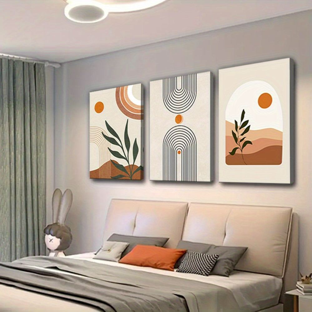 Framed Abstract Boho Canvas Art for Modern Home Decor