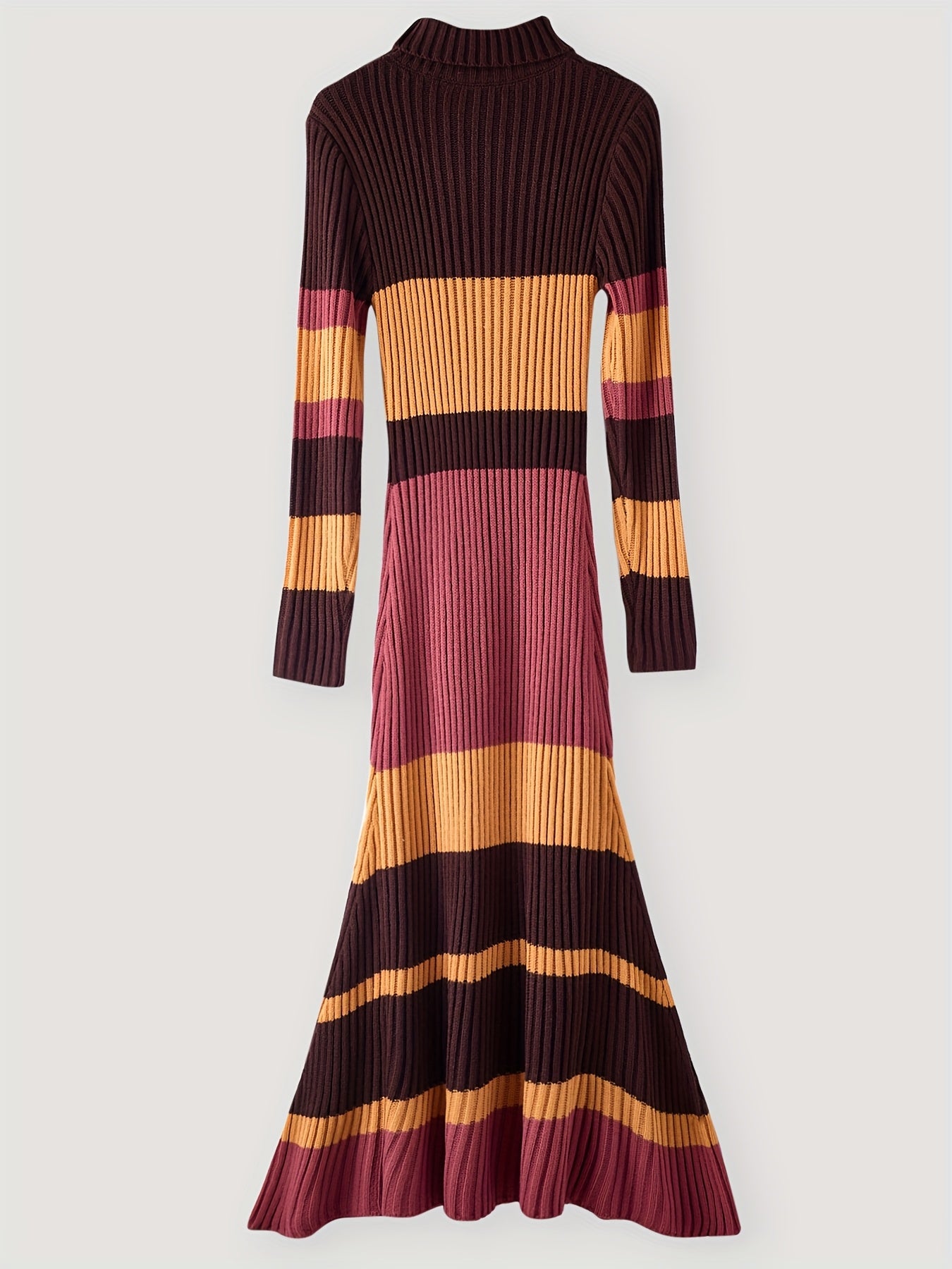 Nian Nian Selection Block Striped Knit Sweater Dress
