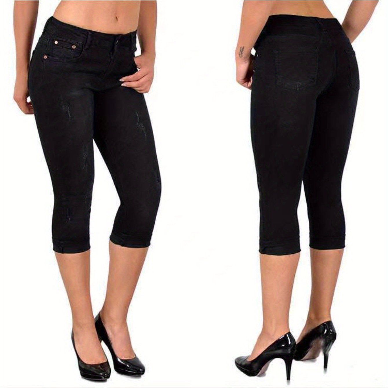 Women's Stretch Skinny Capri Jeans for Casual Summer Style