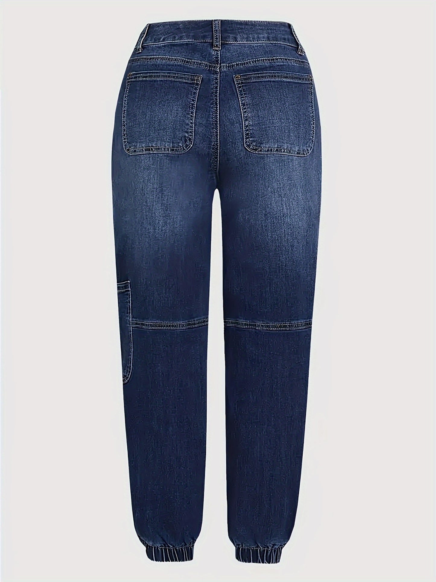 HME Womens Vintage Cargo Jeans Stretch Cropped Denim