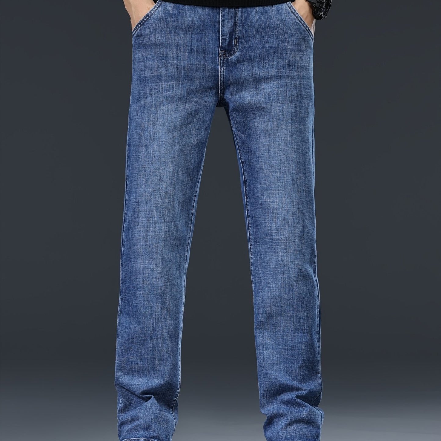 Men's Loose Fit Jeans Washed Denim Casual Straight Pants