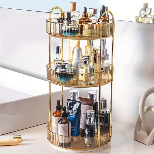 3F Rotary Makeup Storage Box Lazy Person Tray Skin Care Perfume Storage Box for Bathroom Counter Dresser
