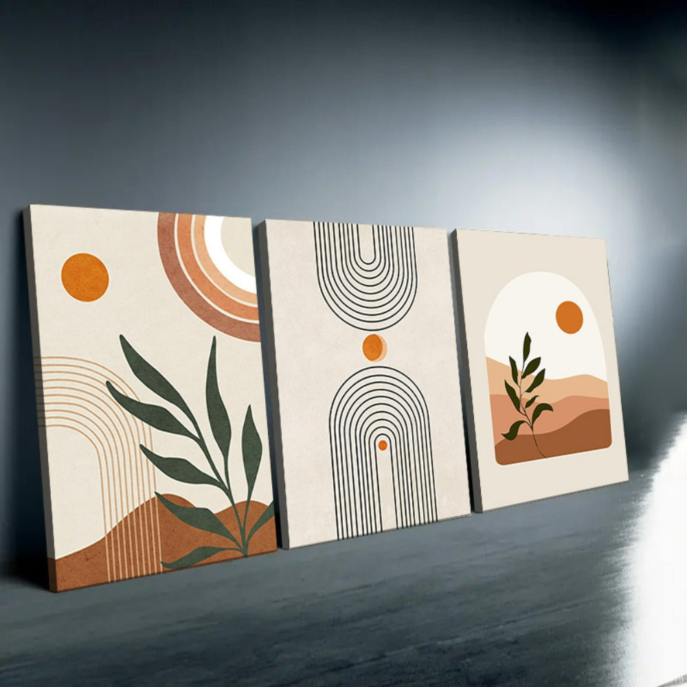 Framed Abstract Boho Canvas Art for Modern Home Decor