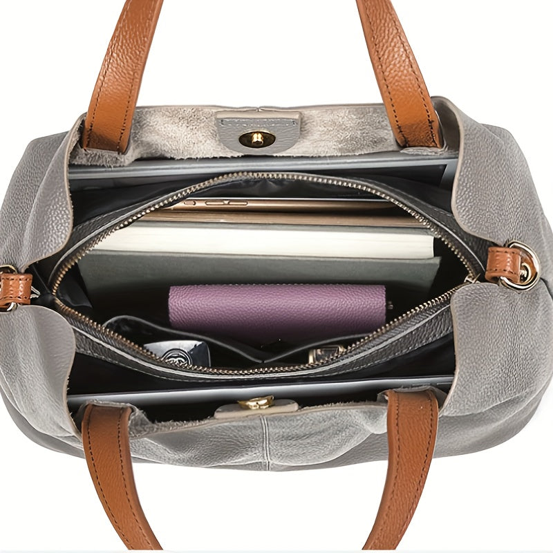 Genuine Leather Tote Bag For Women Crossbody Purse Everyday