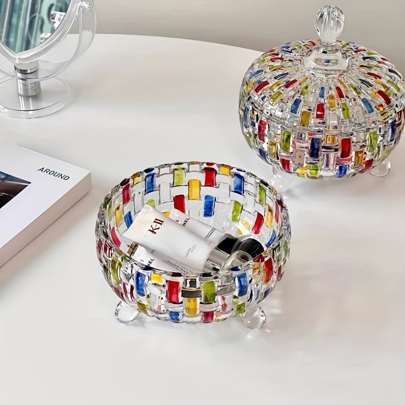 Painted Crystal Candy Jar with Lid for Elegant Storage