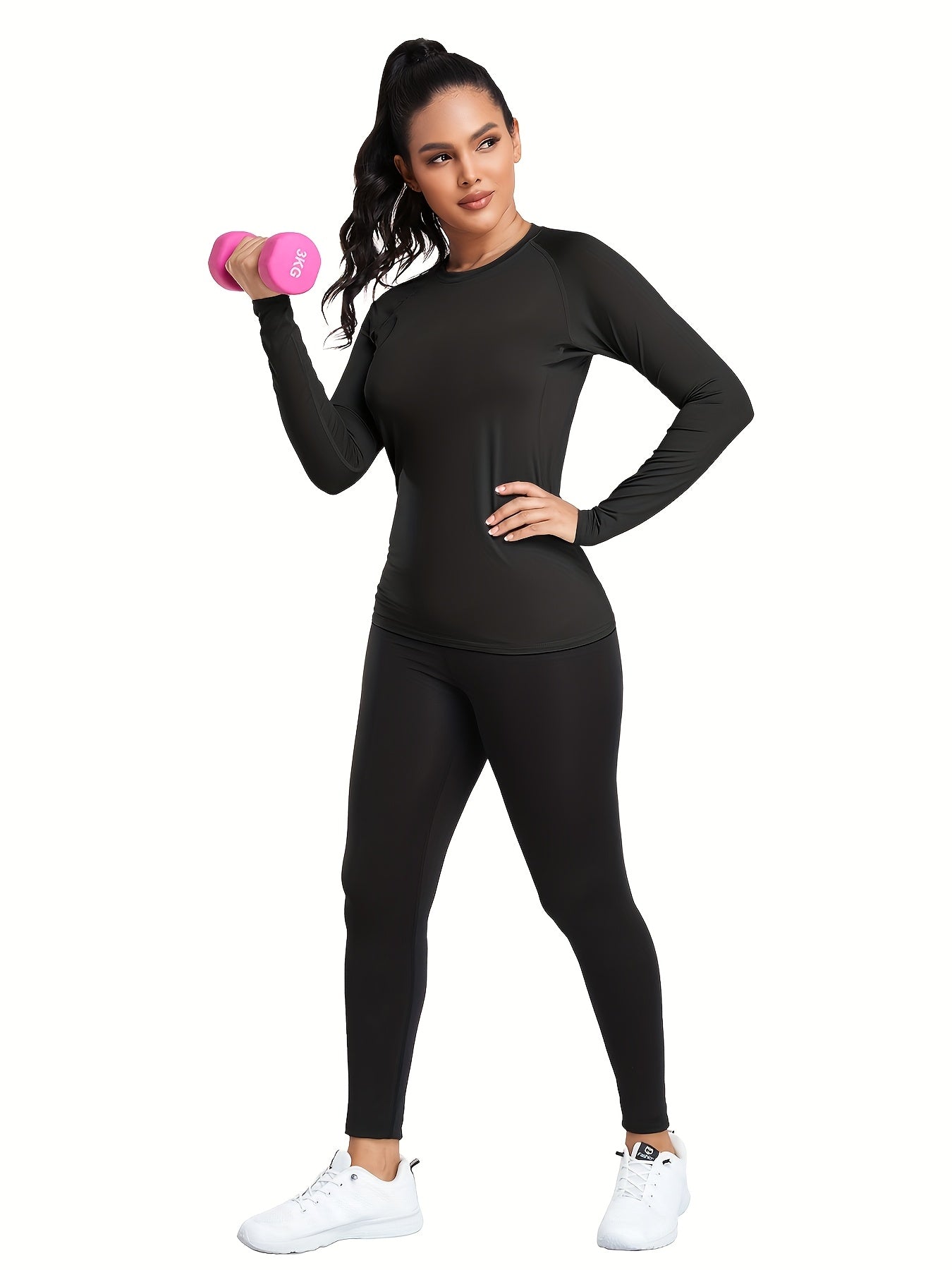 KINGLAMAN Women's Performance Compression Long Sleeve Tops