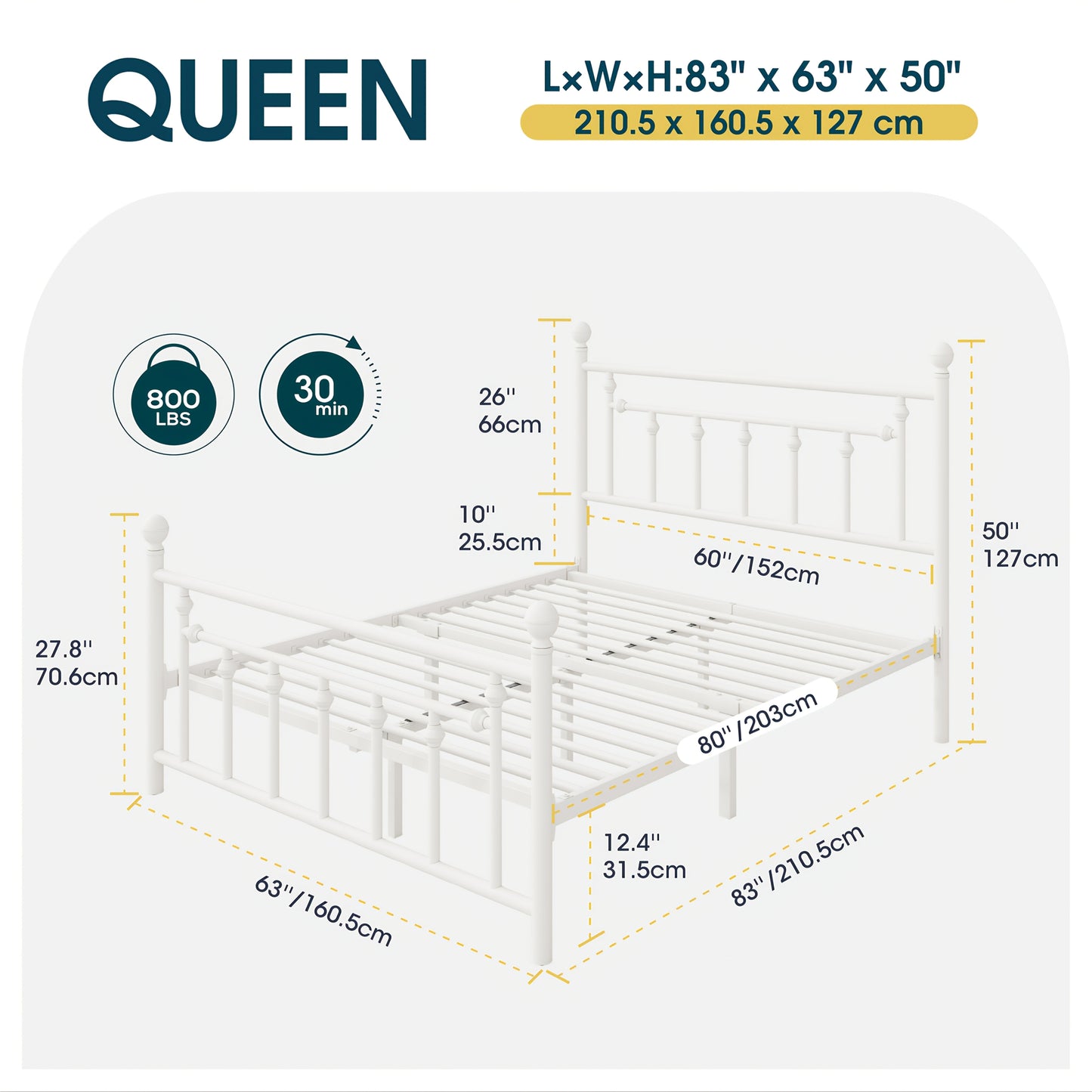 Weeway Modern Metal Platform Bed Frame with Under Bed Storage