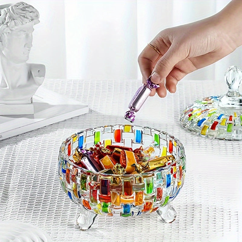 Painted Crystal Candy Jar with Lid for Elegant Storage