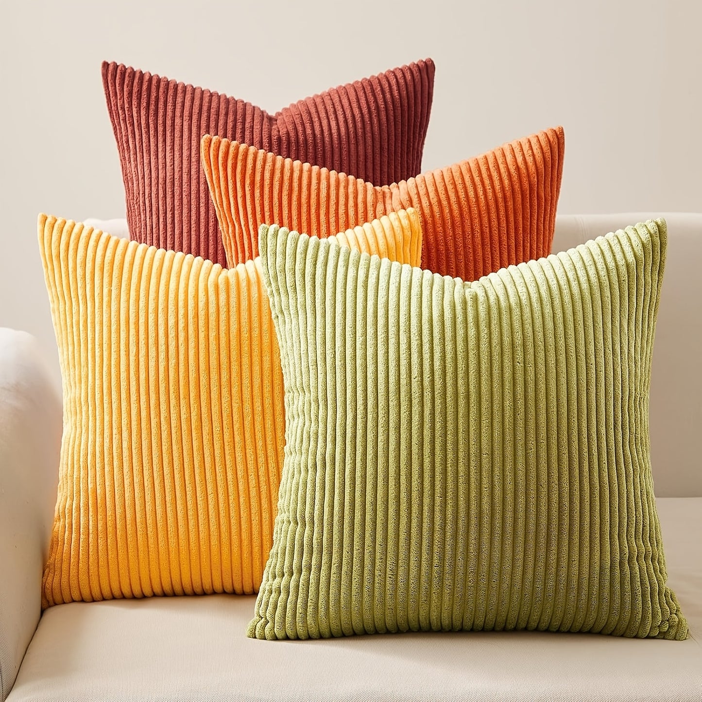 Bocwre Bohemian Corduroy Pillow Covers 4pc Zipper Washable