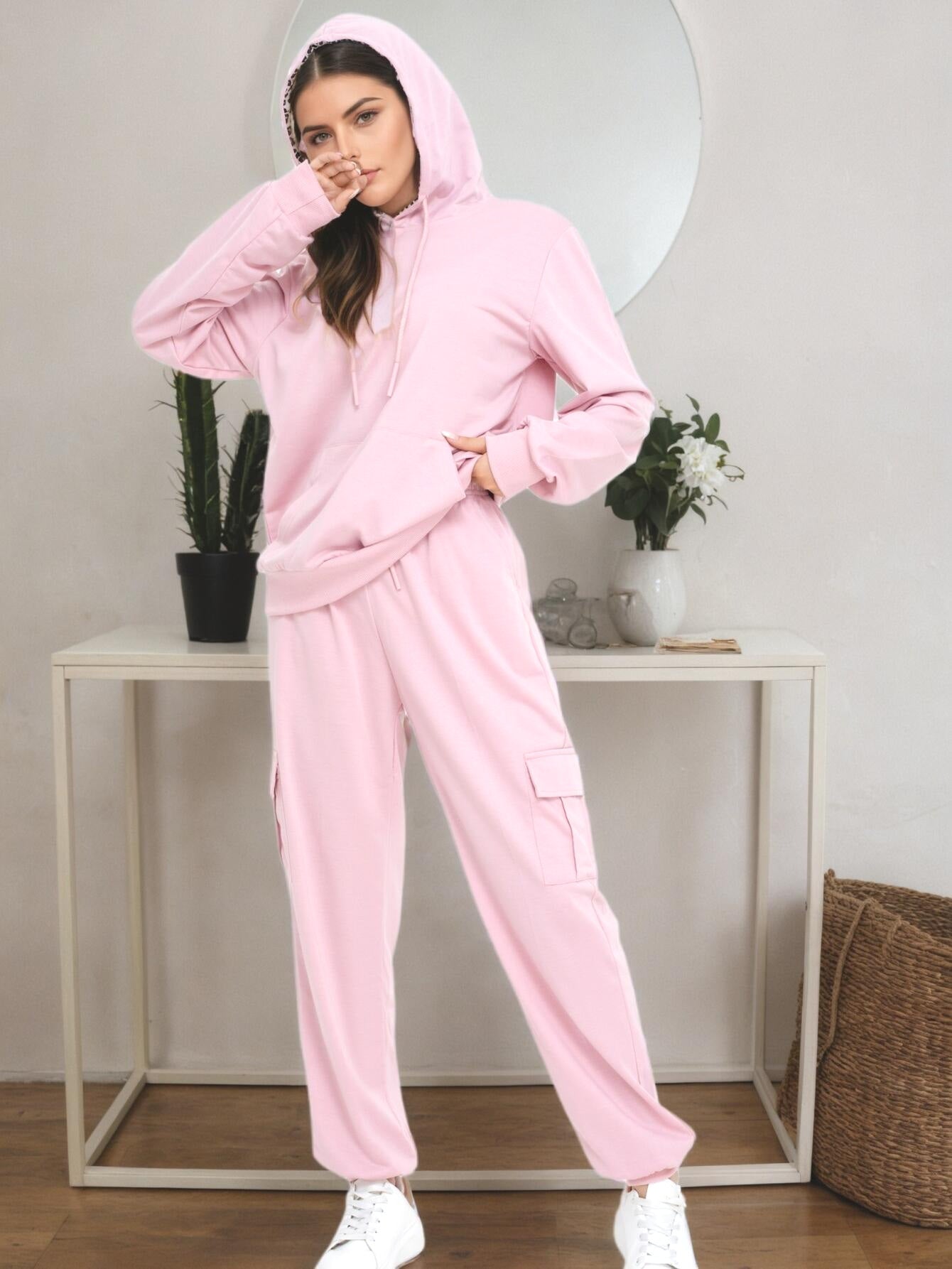 Women's Hoodie Set With Lantern Pants Casual Chic Outfit