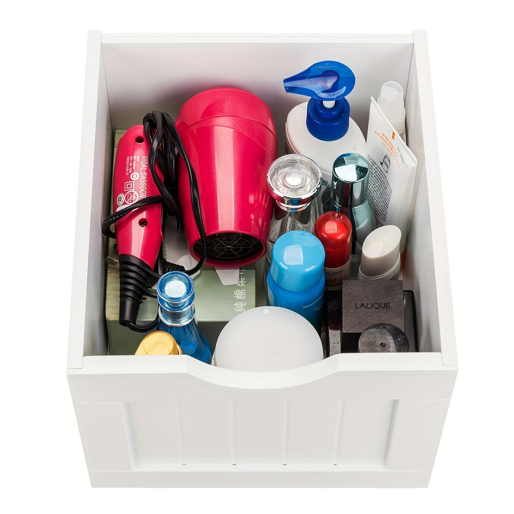 Elegant White Bathroom Storage Cabinet with Drawers for Organization