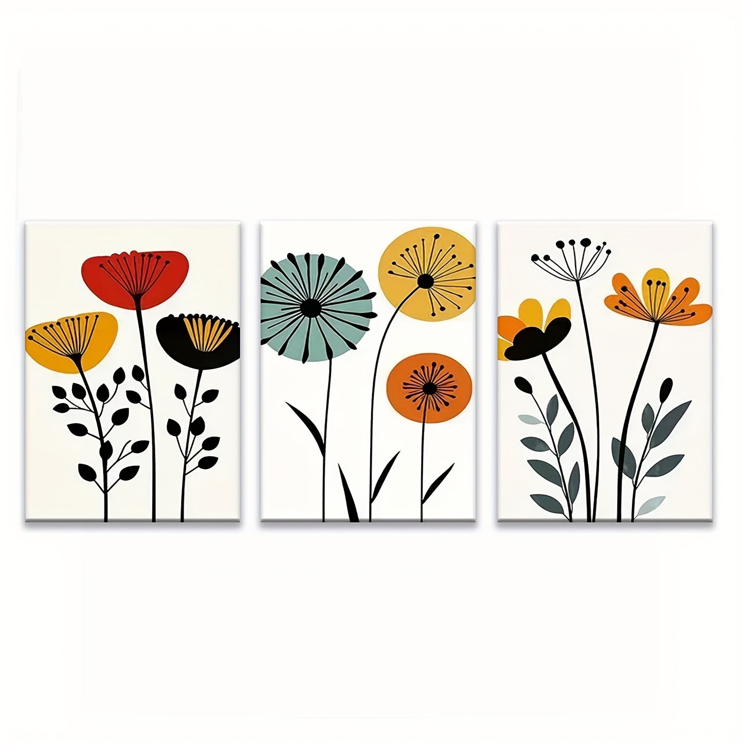 Nordic Style Flower With Wooden Framed Wall Art Canvas