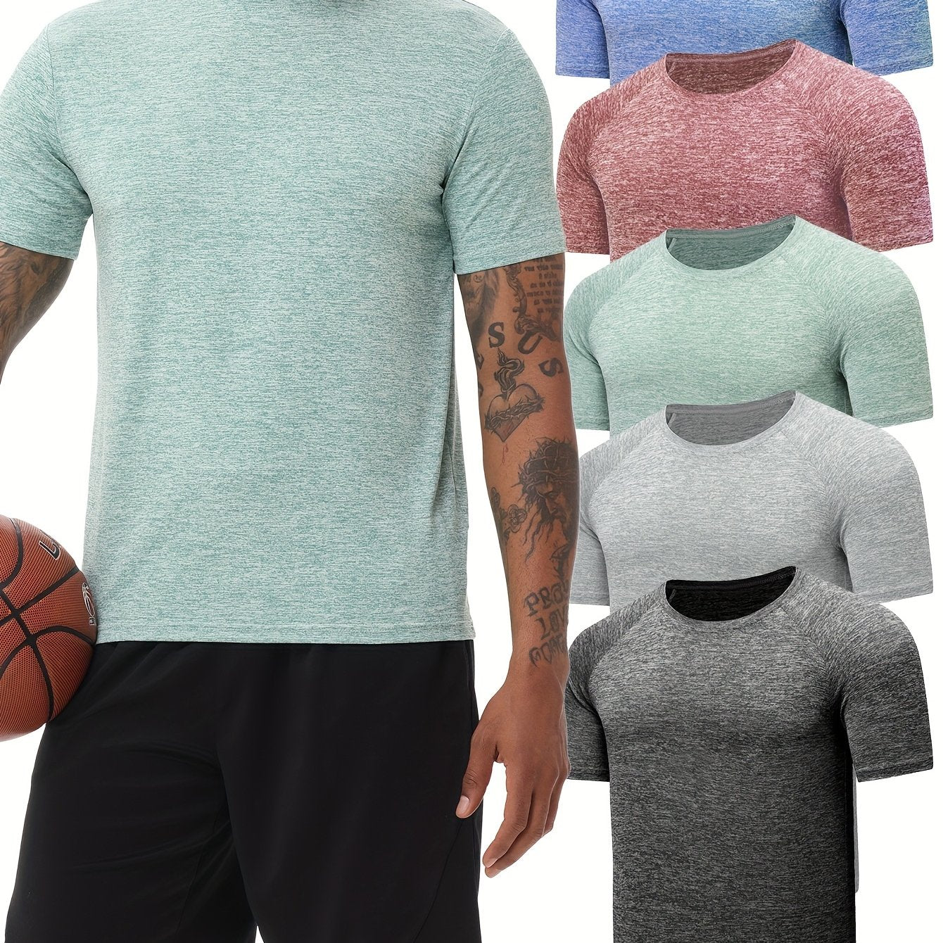 Exarus Men's Moisture Wicking Athletic Short Sleeve Shirt