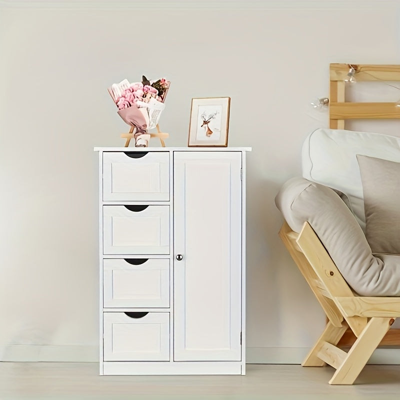 Elegant White Bathroom Storage Cabinet with Drawers for Organization