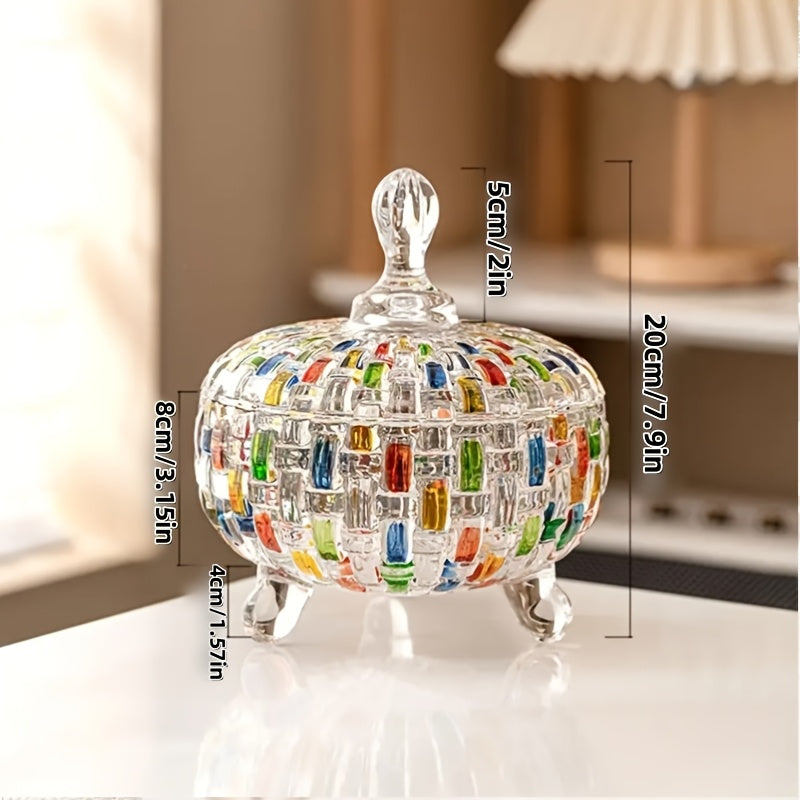 Painted Crystal Candy Jar with Lid for Elegant Storage