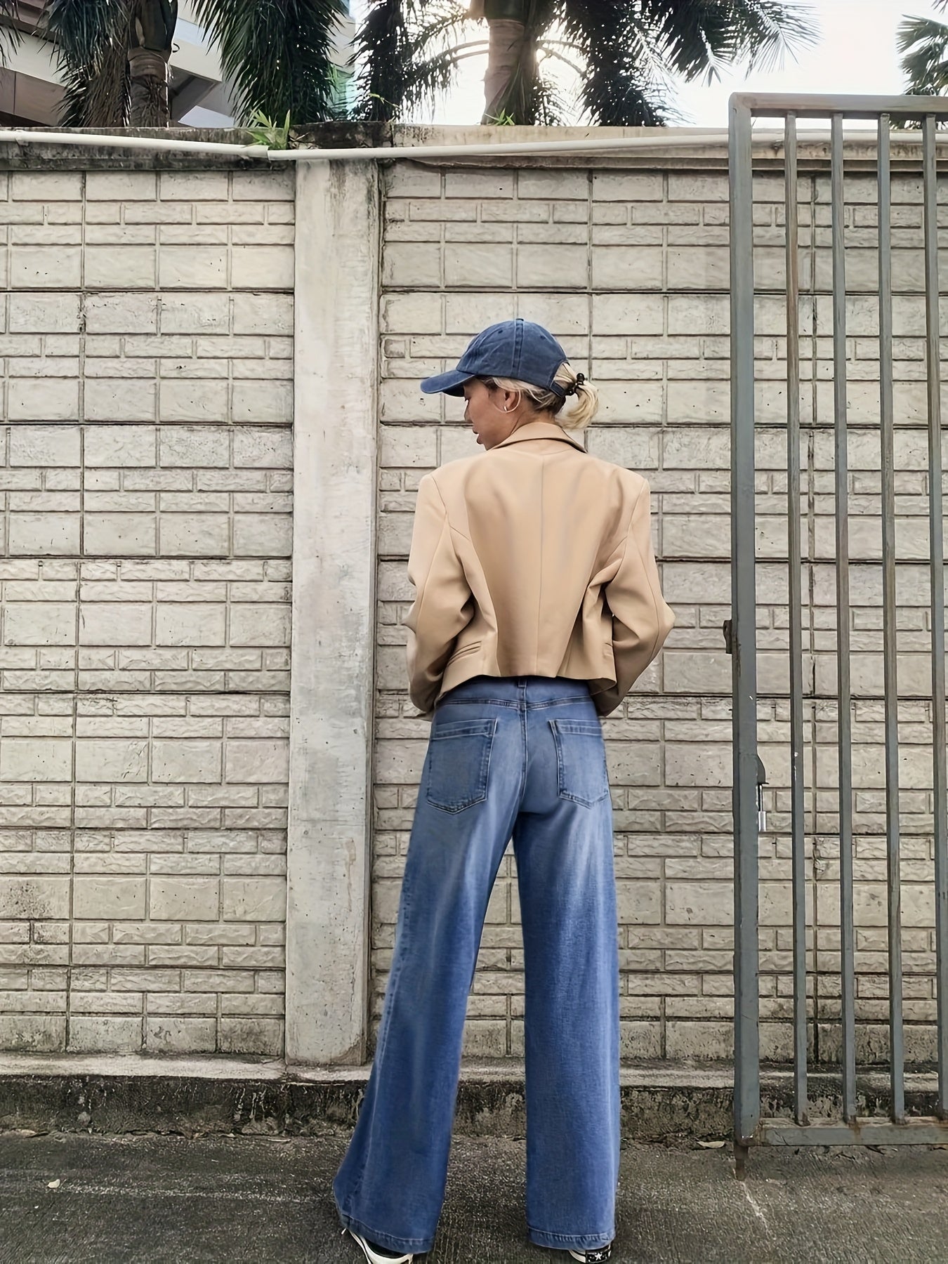 HME Ladies Stretch And Straight Leg Denim Trousers