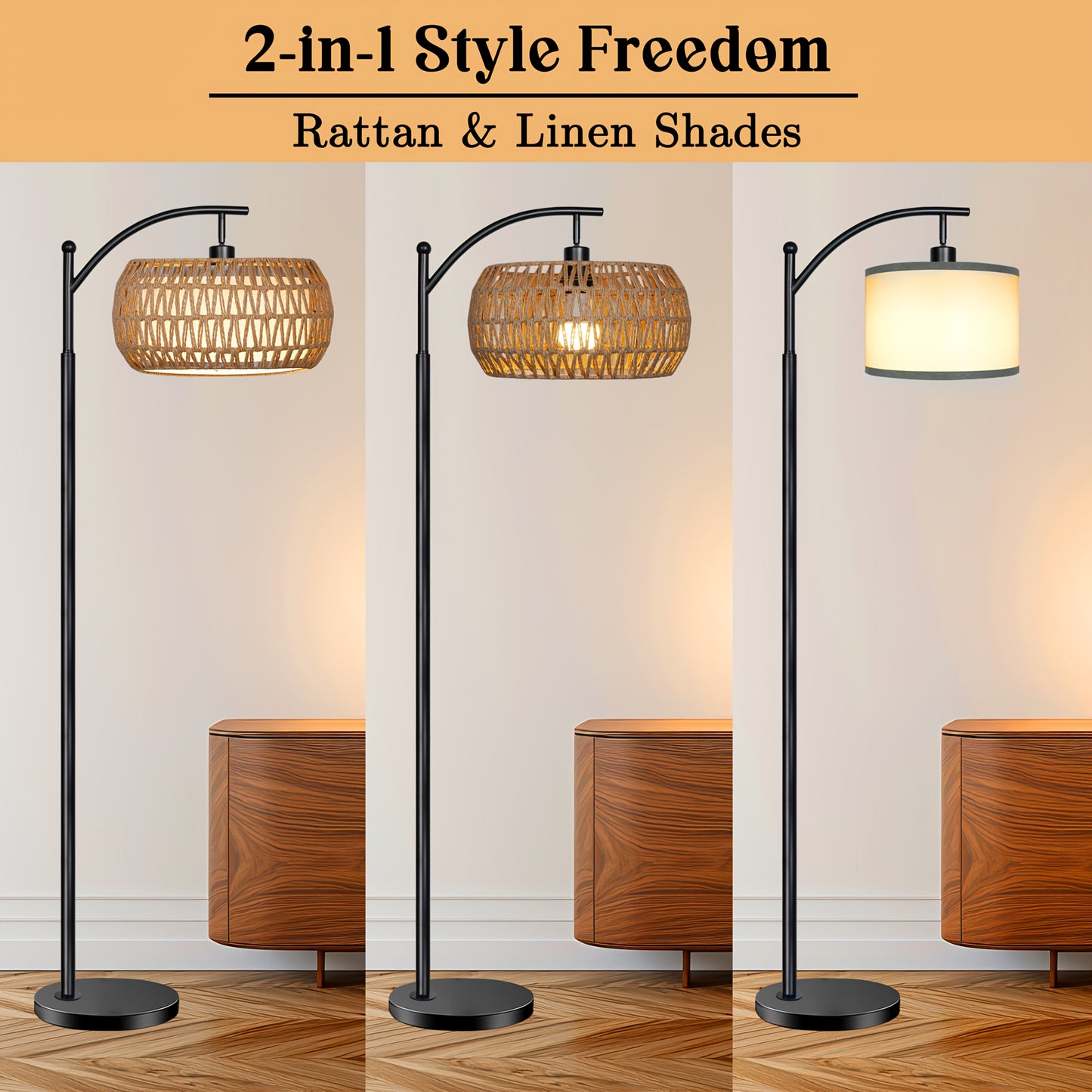 Modern Farmhouse Dimmable Floor Lamp with Remote Control