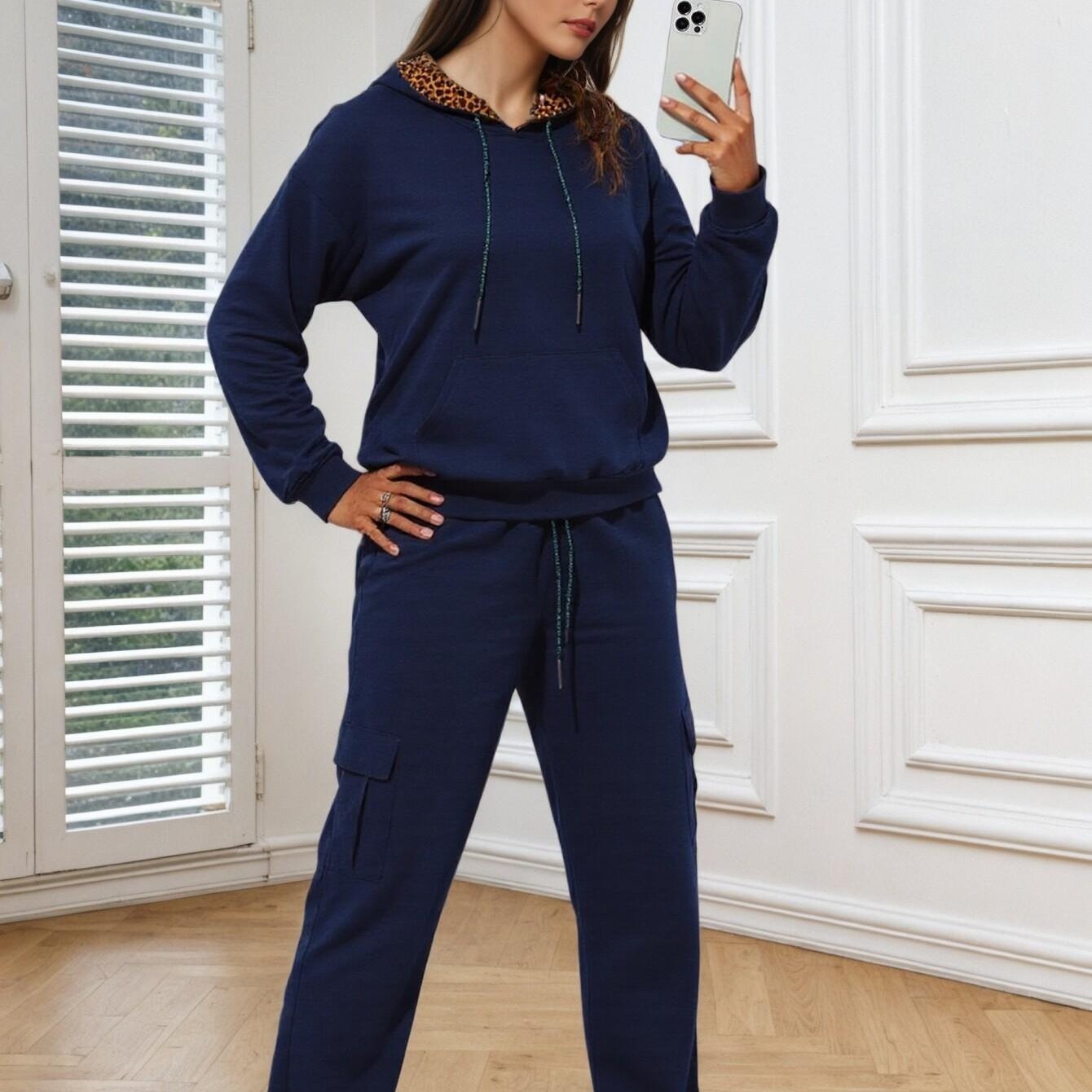 Women's Hoodie Set With Lantern Pants Casual Chic Outfit