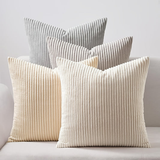 Bocwre Bohemian Corduroy Pillow Covers 4pc Zipper Washable
