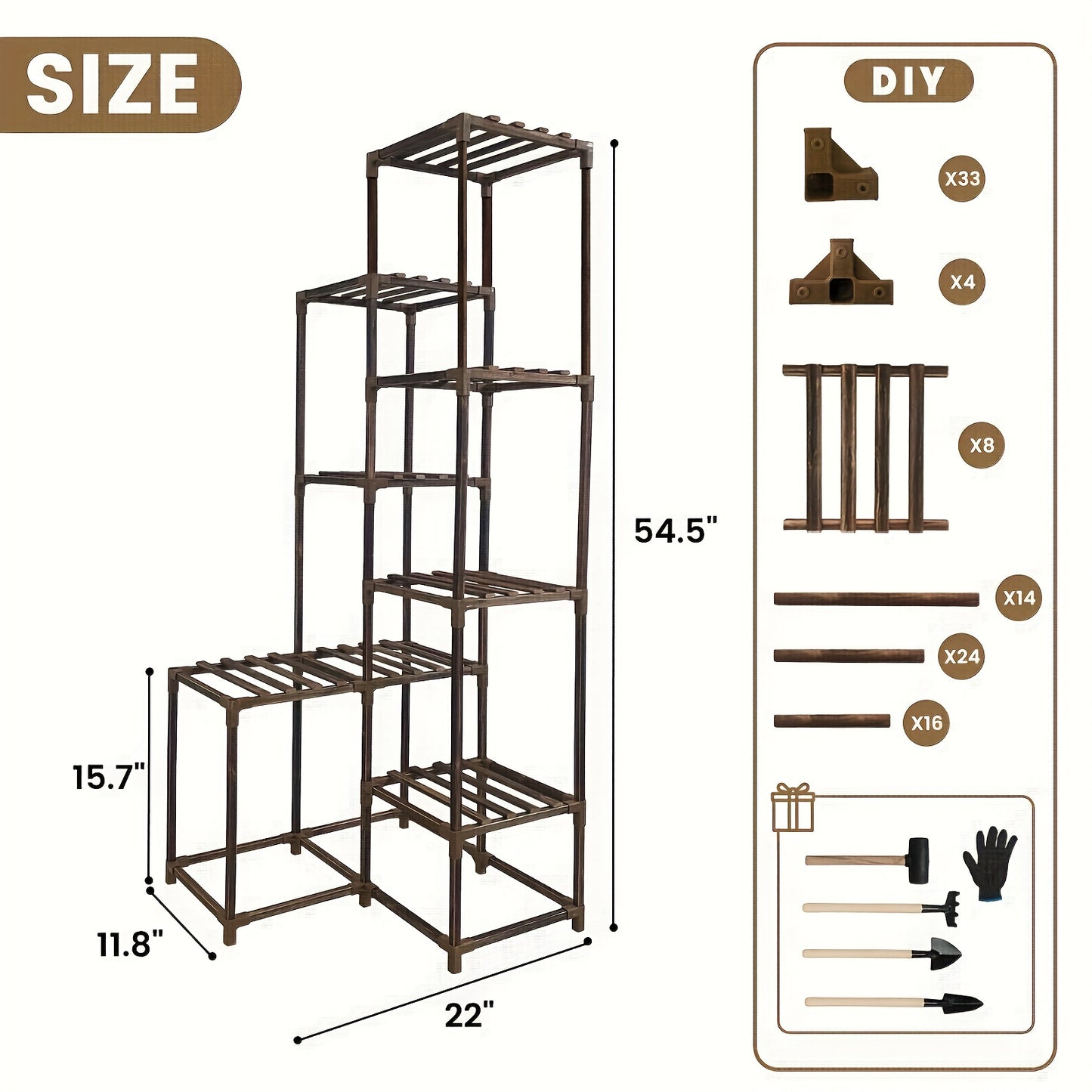 Multi-Tiered Wooden Plant Stand for Indoor and Outdoor Decor
