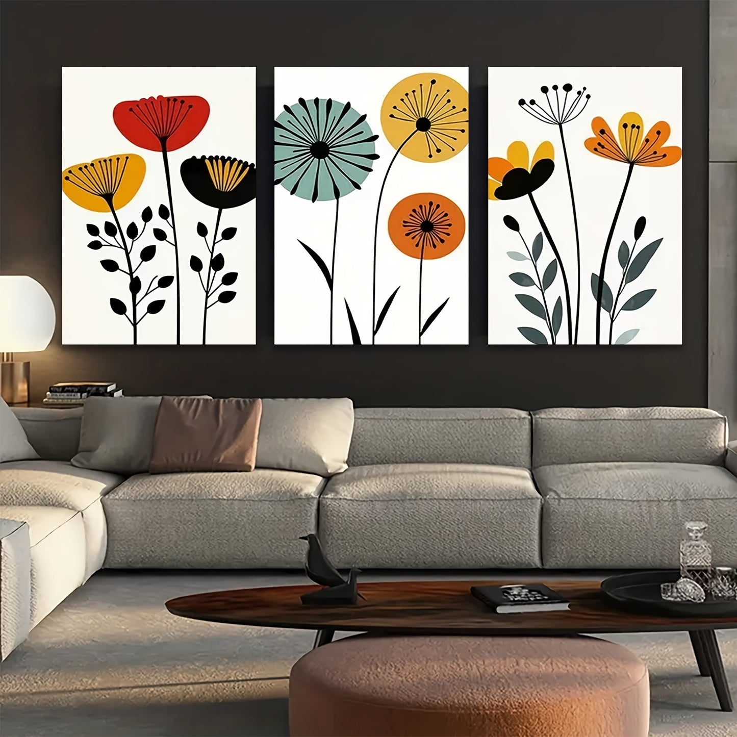 Nordic Style Flower With Wooden Framed Wall Art Canvas