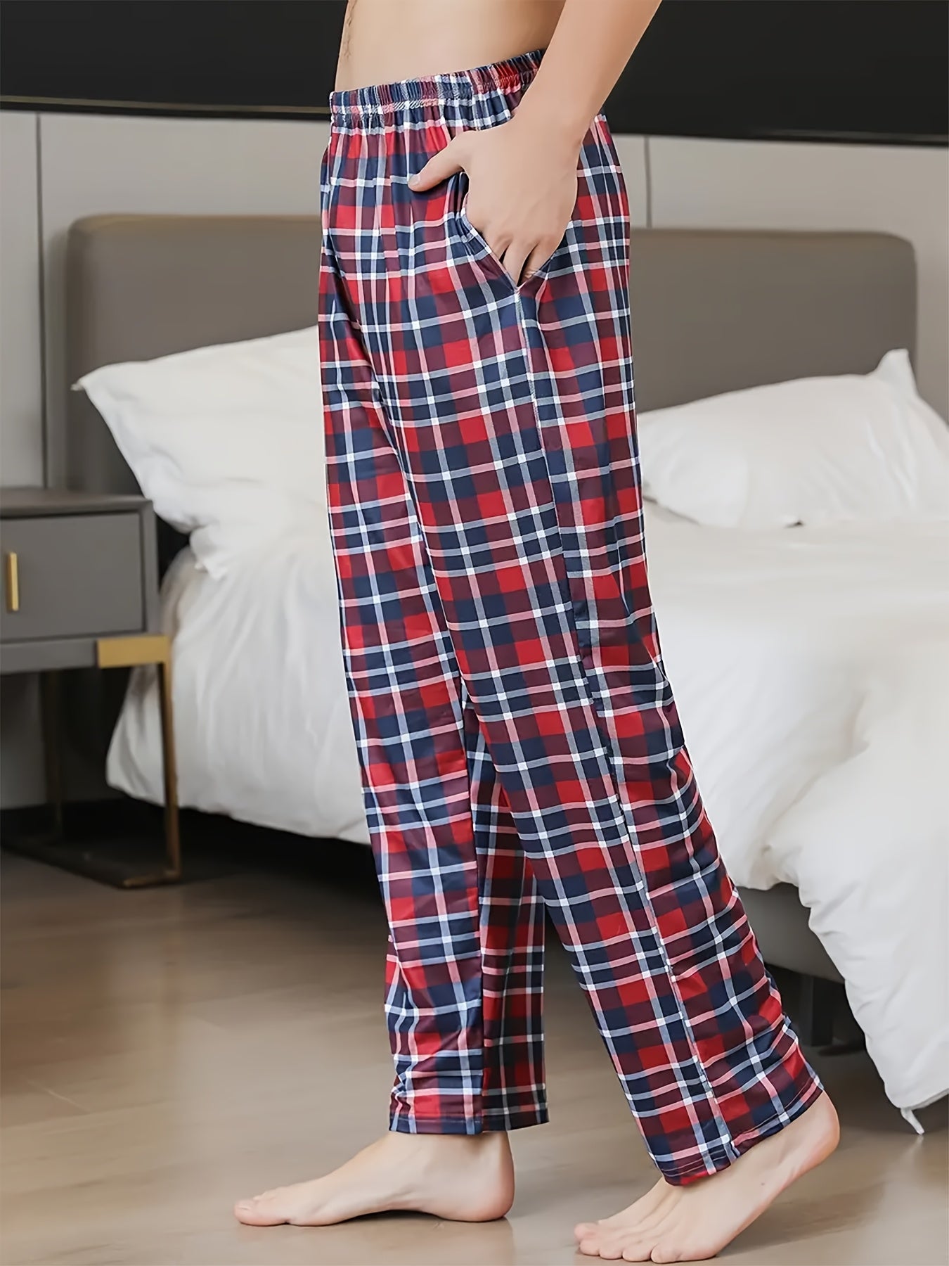 Men's 4 Pairs Plaid Lounge Pants Set for All Seasons