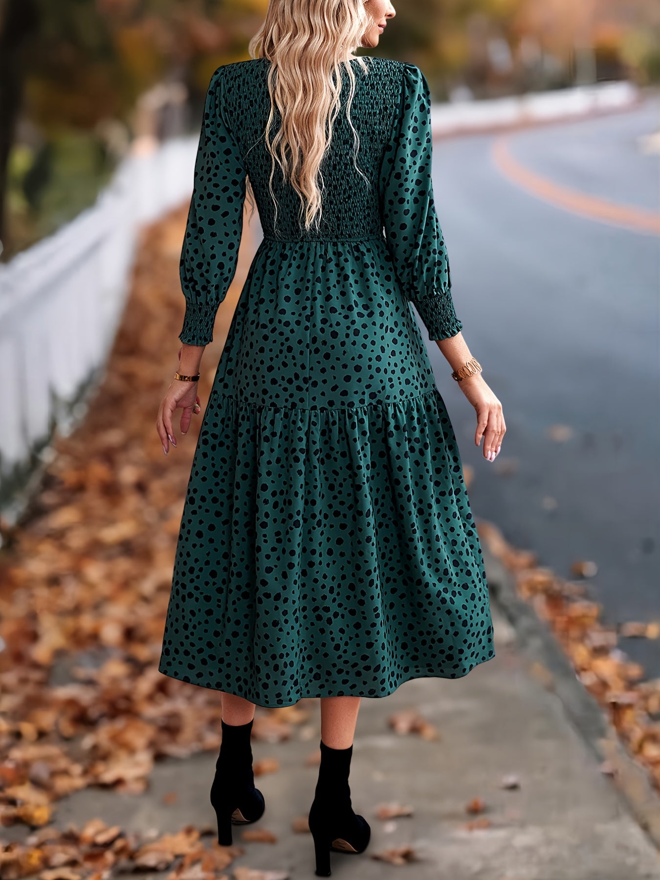 ZAFUL Leopard Print Elegant Dress With Long Sleeves