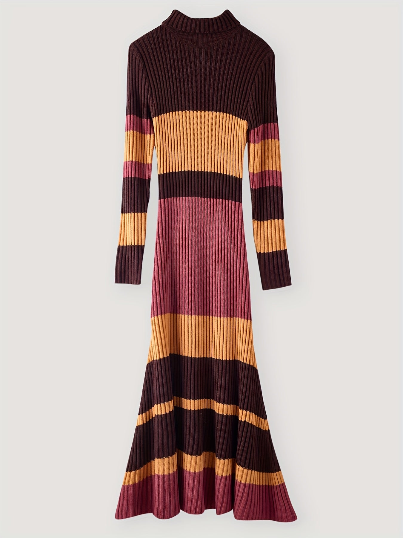 Nian Nian Selection Block Striped Knit Sweater Dress