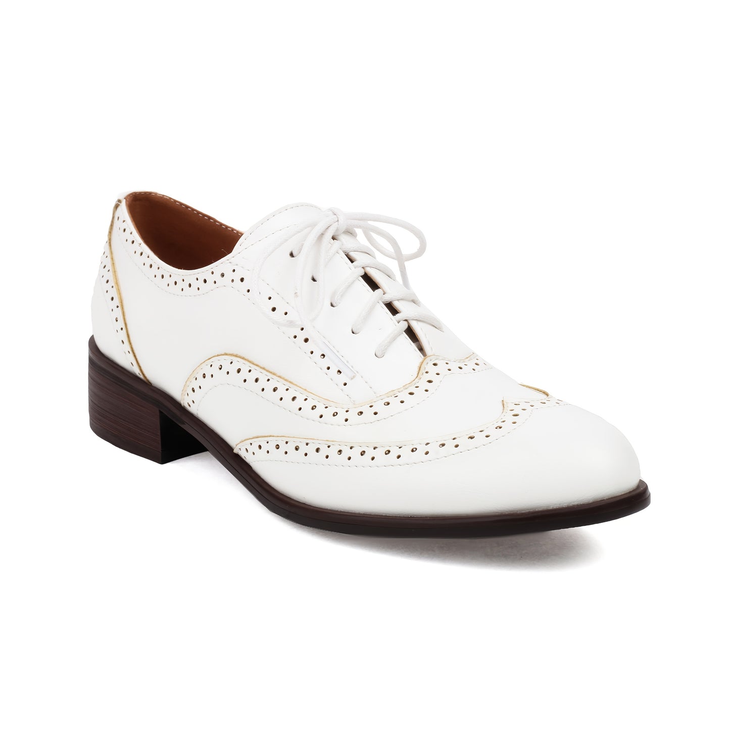 EROCALLI Perforated Retro Wingtip Brogue Pumps for Women