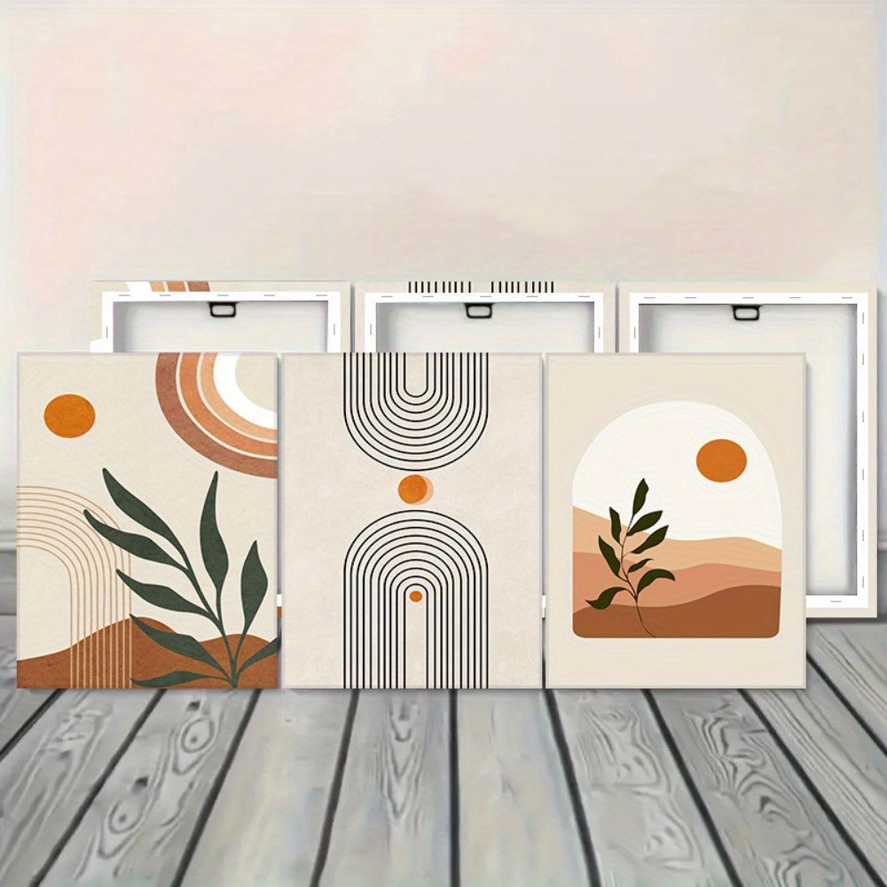 Framed Abstract Boho Canvas Art for Modern Home Decor
