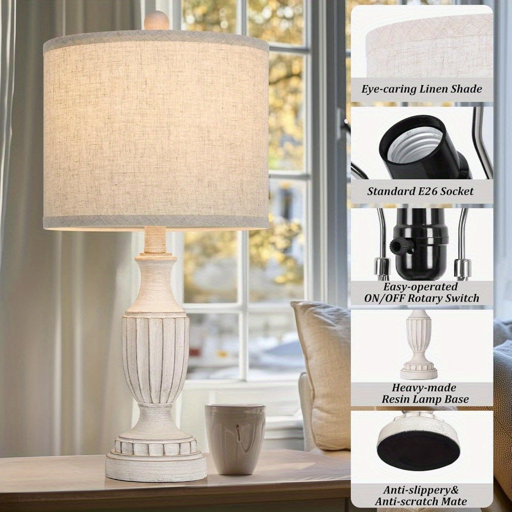 SUCOLITE Farmhouse Table Lamps Set With Linen Shade