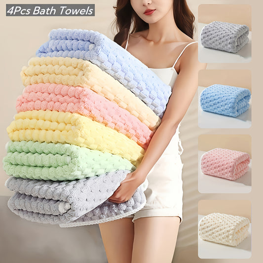 Super Soft Quick-Dry Waffle Weave Bath Towels - 4 Pack