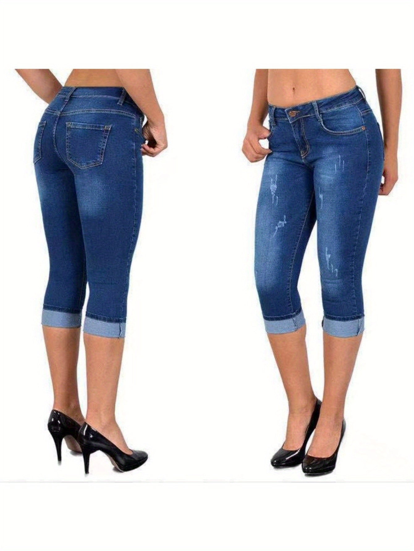Women's Stretch Skinny Capri Jeans for Casual Summer Style