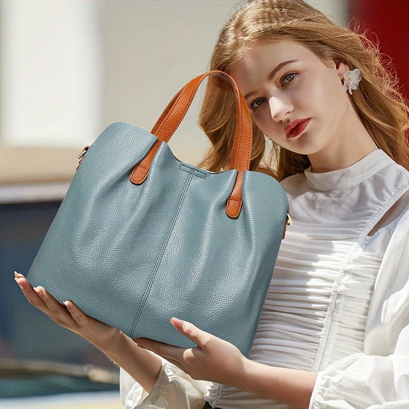 Genuine Leather Tote Bag For Women Crossbody Purse Everyday