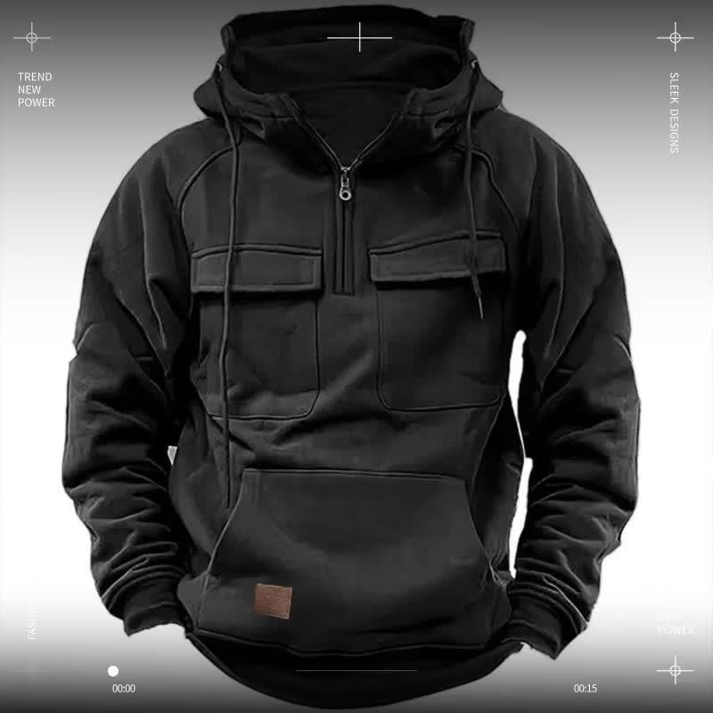 Men's Hooded Sweatshirt With Multi Pocket Design Gift