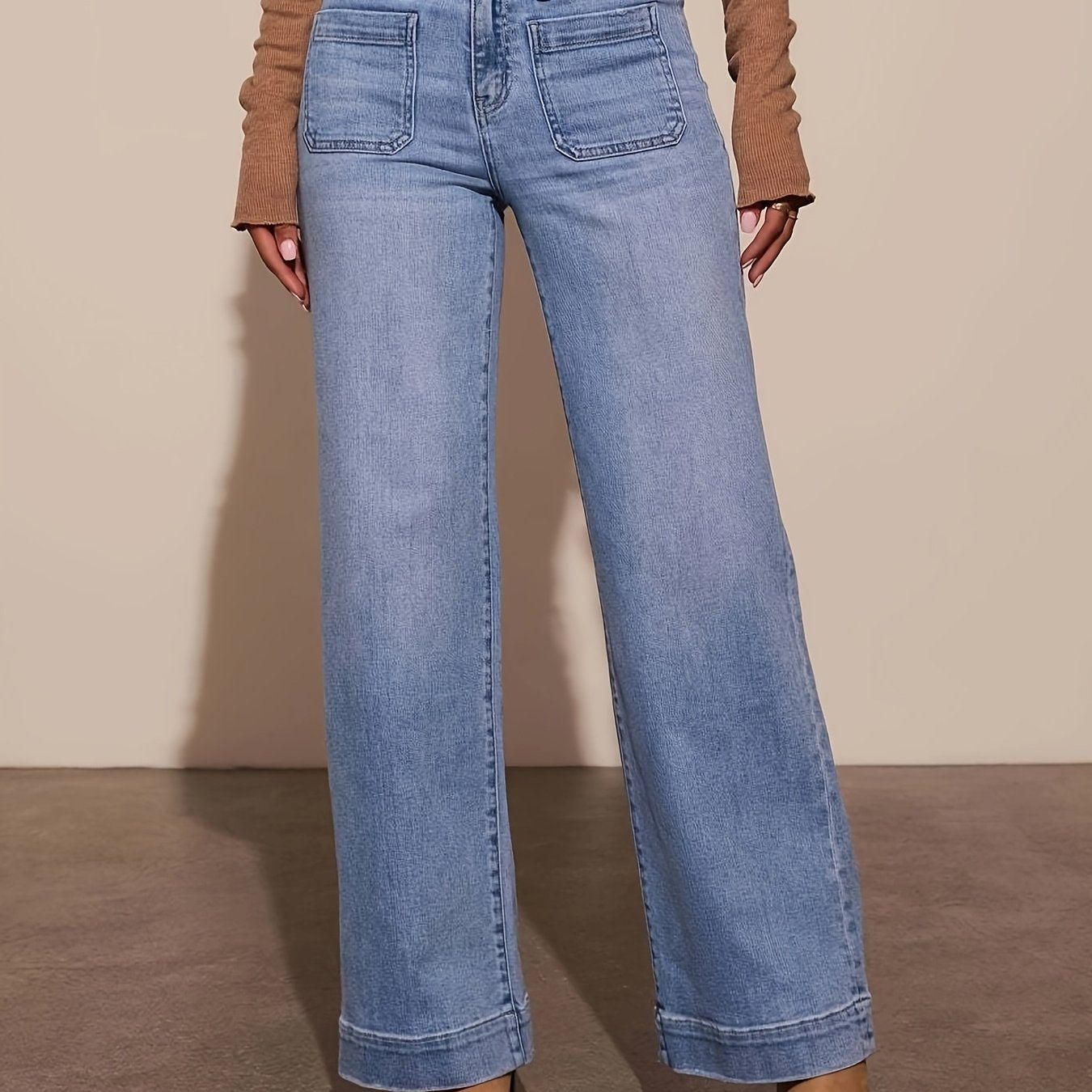 KYGABAK Womens High Waisted Straight Leg Denim Jeans