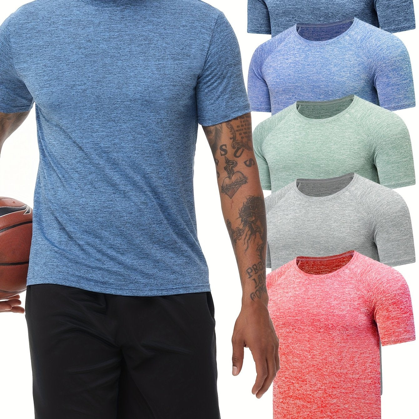 Exarus Men's Moisture Wicking Athletic Short Sleeve Shirt