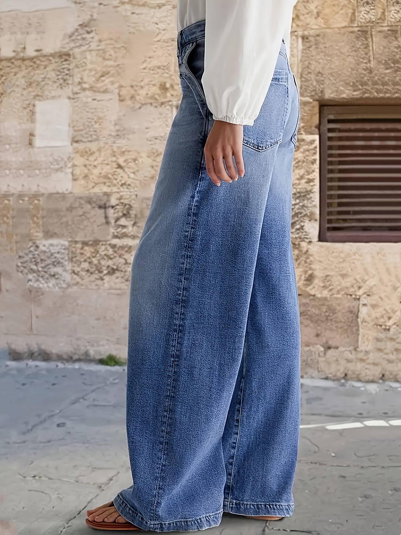 HME Ladies Stretch And Straight Leg Denim Trousers